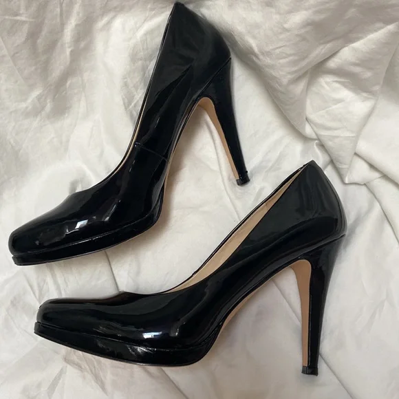 Women’s Nine West Black Patent Platform Stiletto High Heels. Size 8. - Picture 8 of 16